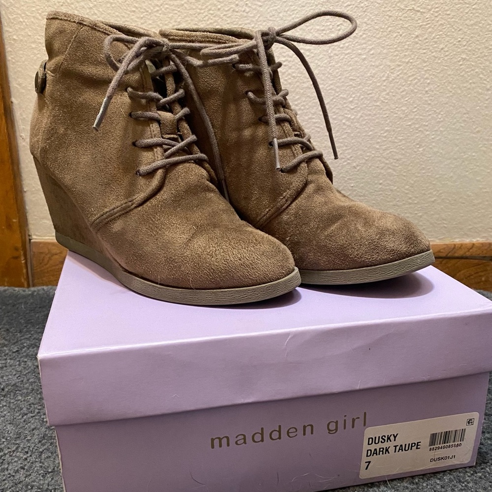 SOLD Madden Girl Wedge Booties size 7